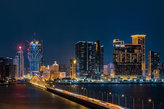 Hotels Surrounded by Neon Futuristic Skylines